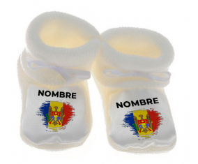 Botitas efecto cepillo de la bandera del bebé Moldavia con nombre