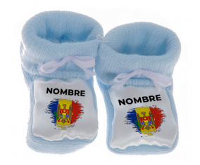 Botitas efecto cepillo de la bandera del bebé Moldavia con nombre
