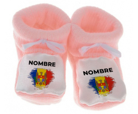 Botitas efecto cepillo de la bandera del bebé Moldavia con nombre