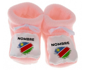 Botitas efecto cepillo de bandera de bebé Namibia con nombre