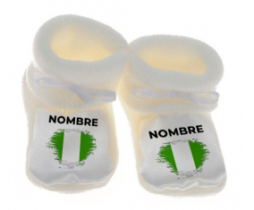 Botitas efecto cepillo de bandera de bebé Nigeria con nombre