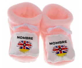 Botitas efecto cepillo de bandera de bebé Niue con nombre