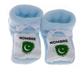 Botitas bebé bandera pakistán efecto cepillo con nombre