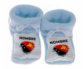 Botitas efecto cepillo de bandera de bebé Papúa Nueva Guinea con nombre