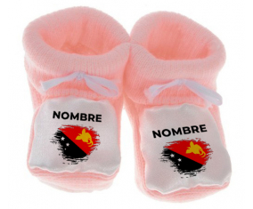 Botitas efecto cepillo de bandera de bebé Papúa Nueva Guinea con nombre