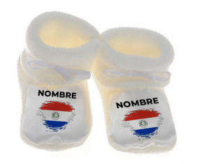 Botitas efecto cepillo de bandera de bebé Paraguay con nombre