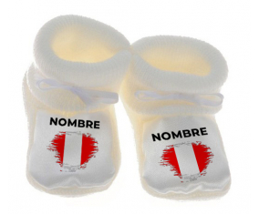 Botitas efecto cepillo de bandera bebé Perú con nombre