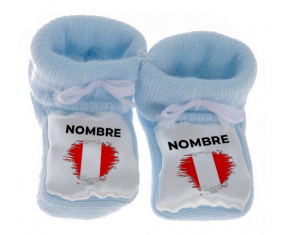Botitas efecto cepillo de bandera bebé Perú con nombre