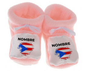 Botitas bebé bandera cepillo efecto Puerto Rico con nombre