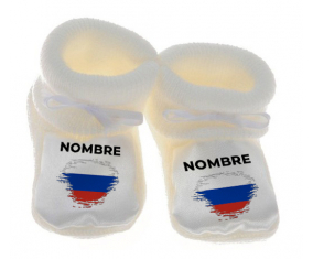Botitas bandera del bebé Rusia efecto cepillo con nombre