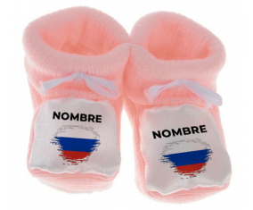 Botitas bandera del bebé Rusia efecto cepillo con nombre