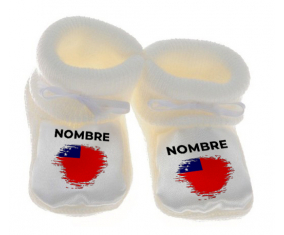 Botitas efecto cepillo de bandera de bebé Samoa con nombre