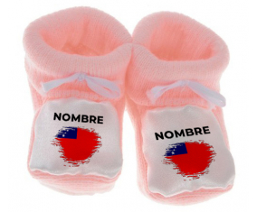Botitas efecto cepillo de bandera de bebé Samoa con nombre