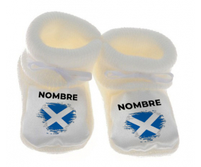 Botitas cepillo de bandera de bebé efecto Escocia con nombre