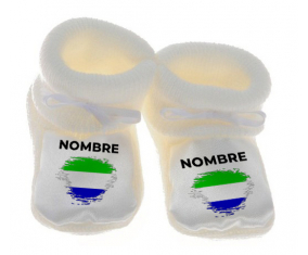 Botitas efecto cepillo de bandera de bebé Sierra Leona con nombre