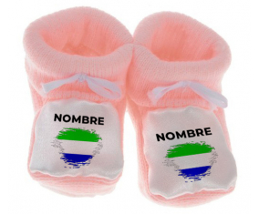 Botitas efecto cepillo de bandera de bebé Sierra Leona con nombre