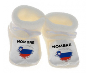 Botitas efecto cepillo de bandera de bebé Eslovenia con nombre