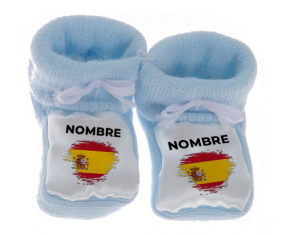 Botitas bebé bandera cepillo efecto España con nombre