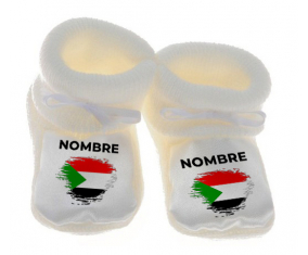 Botitas efecto cepillo de bandera de bebé Sudán con nombre