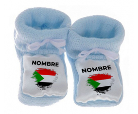 Botitas efecto cepillo de bandera de bebé Sudán con nombre
