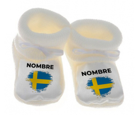 Botitas baby flag Suecia efecto cepillo con nombre