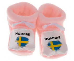 Botitas baby flag Suecia efecto cepillo con nombre