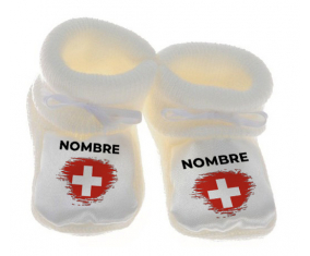 Botitas bebé swiss brush effect flag con nombre