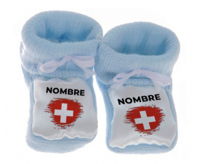 Botitas bebé swiss brush effect flag con nombre