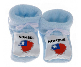 Botitas efecto cepillo de bandera de bebé Taiwán con nombre