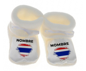 Botitas efecto cepillo de bandera de bebé Tailandia con nombre