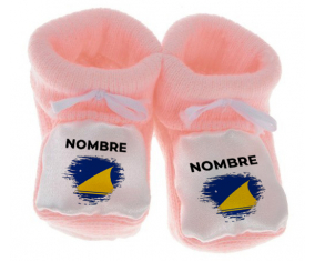 Botitas efecto de pincel de bandera de bebé Tokelau con nombre