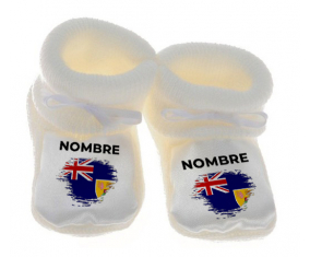 Botitas efecto cepillo de bandera de bebé turcos y caicos con nombre