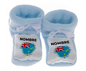 Botitas efecto cepillo de bandera de bebé Tuvalu con nombre