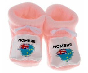 Botitas efecto cepillo de bandera de bebé Tuvalu con nombre