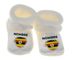 Botitas efecto cepillo de bandera de bebé Uganda con nombre