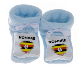 Botitas efecto cepillo de bandera de bebé Uganda con nombre
