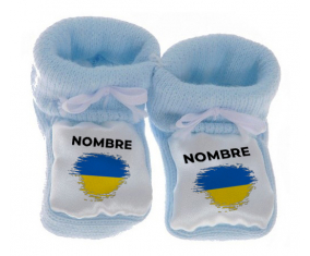 Botitas bebé bandera Ucrania efecto cepillo con nombre
