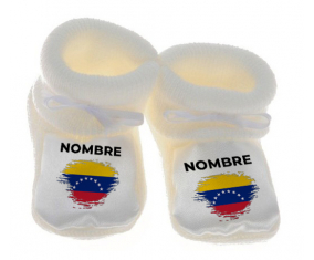 Botitas baby flag Venezuela efecto cepillo con nombre