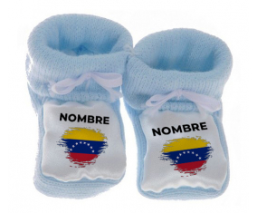 Botitas baby flag Venezuela efecto cepillo con nombre