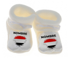 Botitas efecto cepillo de bandera de bebé Yemen con nombre