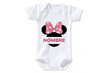 Bodies bebé Disney Minnie negro orejas rosa nudo blanco guisantes con nombre