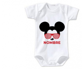 Bodies bebé Disney Mickey Black Ears bisel rojo con nombre