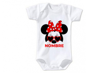 Bodies bebé Disney Minnie Knot blanco rojo polka puntos bisel rojo con nombre