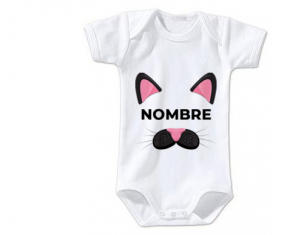 Bodies gato rosa bebé con nombre