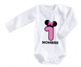 Bodies bebé Disney Minnie Número 1 rosa rosa polka puntos mariposa rosa con nombre