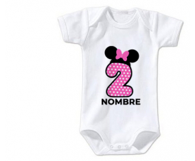 Bodies bebé Disney Minnie Número 2 rosa rosa polka puntos mariposa rosa con nombre