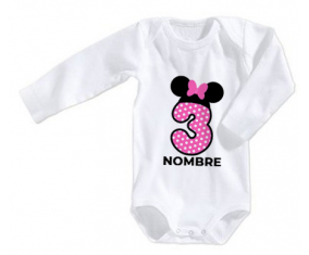 Bodies bebé Disney Minnie Número 3 rosa rosa polka puntos mariposa rosa con nombre