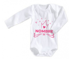Bodies bebé Crown diseño de corazón rosa-1 con nombre