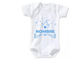 Bodies bebé azul corona corazón diseño-1 con nombre