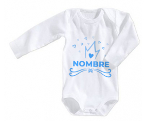 Bodies bebé azul corona corazón diseño-1 con nombre